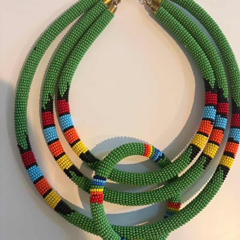 Maasai Beaded Necklace and Bracelet Set