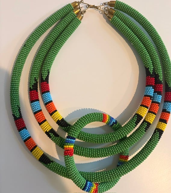 Maasai Beaded Necklace and Bracelet Set